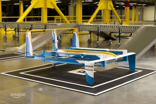 A prototype Amazon Prime Air drone unveiled by the company on Nov. 30, 2015. • <a style="font-size:0.8em;" href="http://www.flickr.com/photos/139546847@N02/25169073106/" target="_blank">View on Flickr</a>