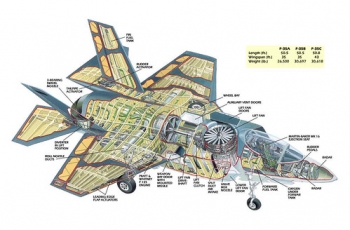 F-35 Cutaway • <a style="font-size:0.8em;" href="http://www.flickr.com/photos/139546847@N02/25169014346/" target="_blank">View on Flickr</a>